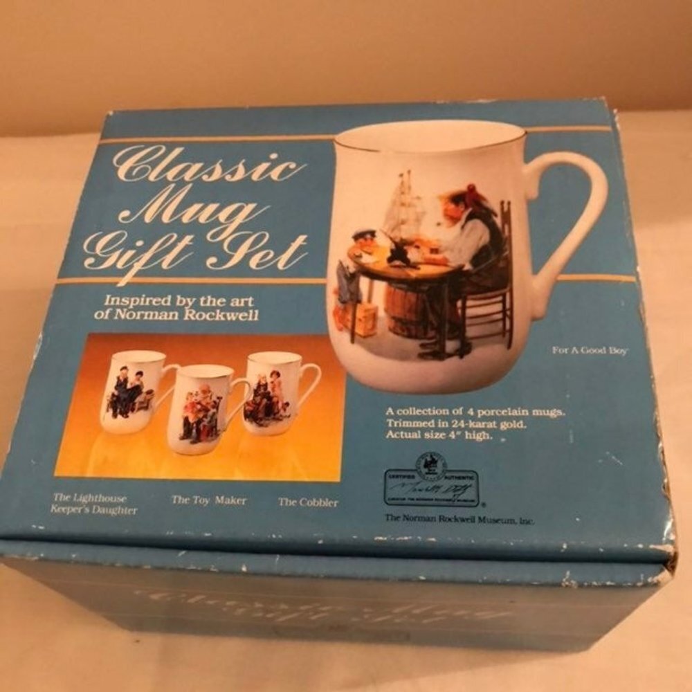 NIB Set 4 Norman Rockwell Mugs
